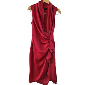ALL SAINTS Womens Cocktail Red faux wrap dress Size 4 Holiday Christmas Event